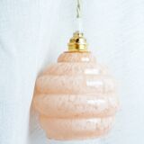 Suspension baladeuse verre de Clichy pink vintage