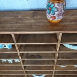 Wooden sorting cabinet with 50 compartments.