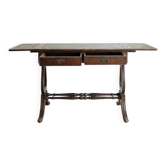 Bureau ou table d'appoint Napoléon III en bois et cuir vert
