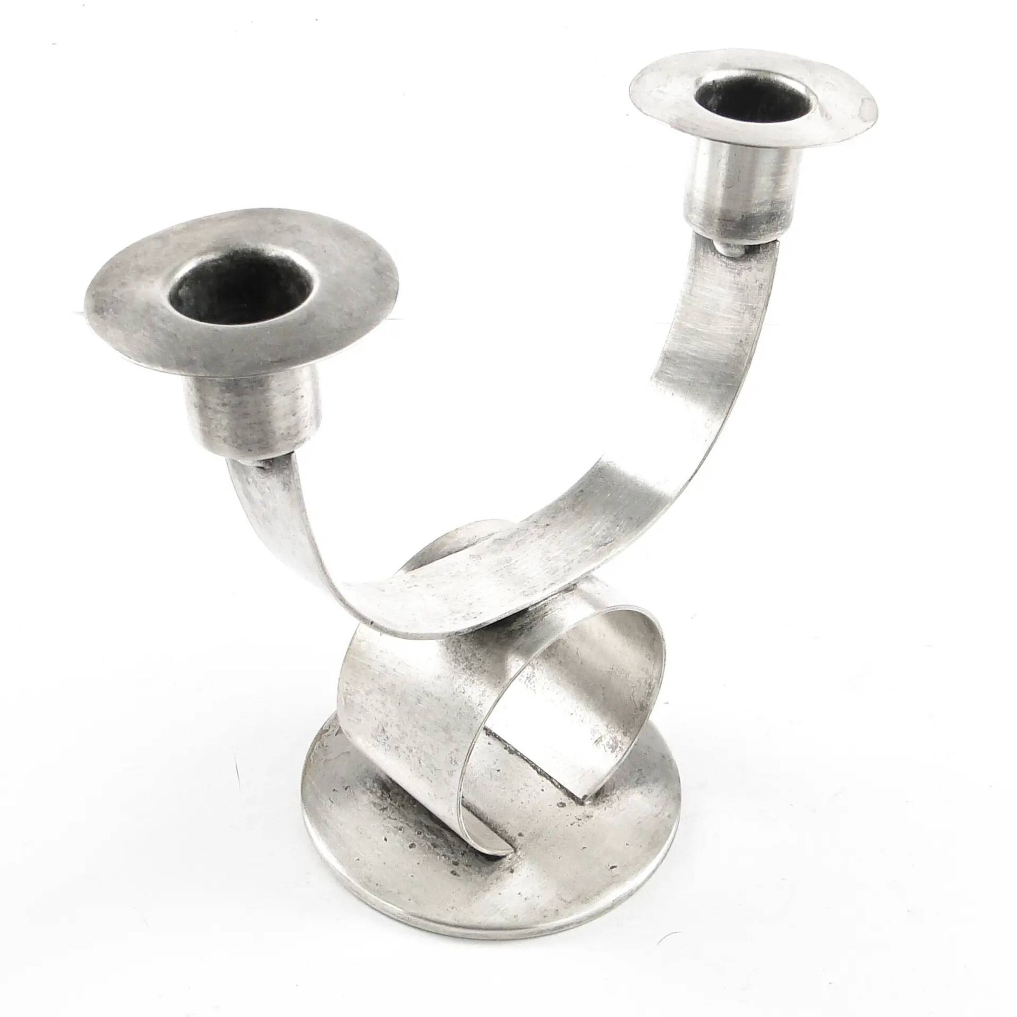 Art Deco two-arm candlestick, metal, WMF, Germany, 1930s
