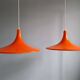 Large vintage orange plastic pendant light