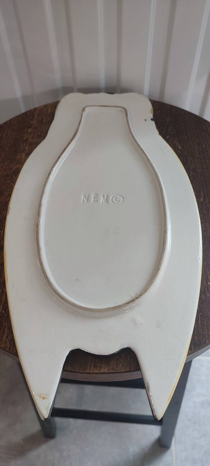 Ceramic cicada dish signed NEM