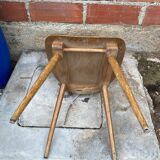 Antique baumann western chair wood + vintage brown leatherette seat