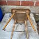 Antique baumann western chair wood + vintage brown leatherette seat