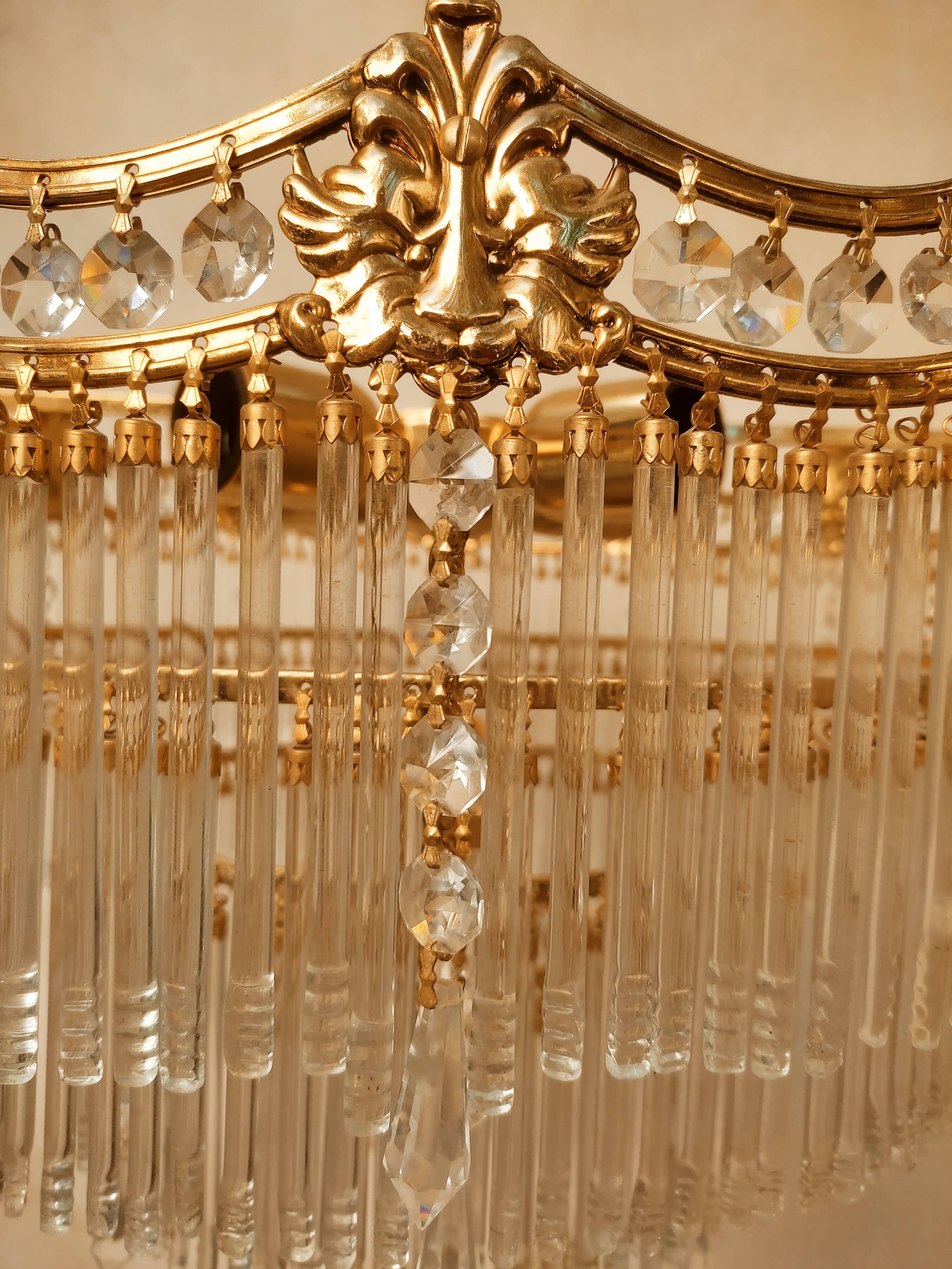 Glass and crystal waterfall chandelier