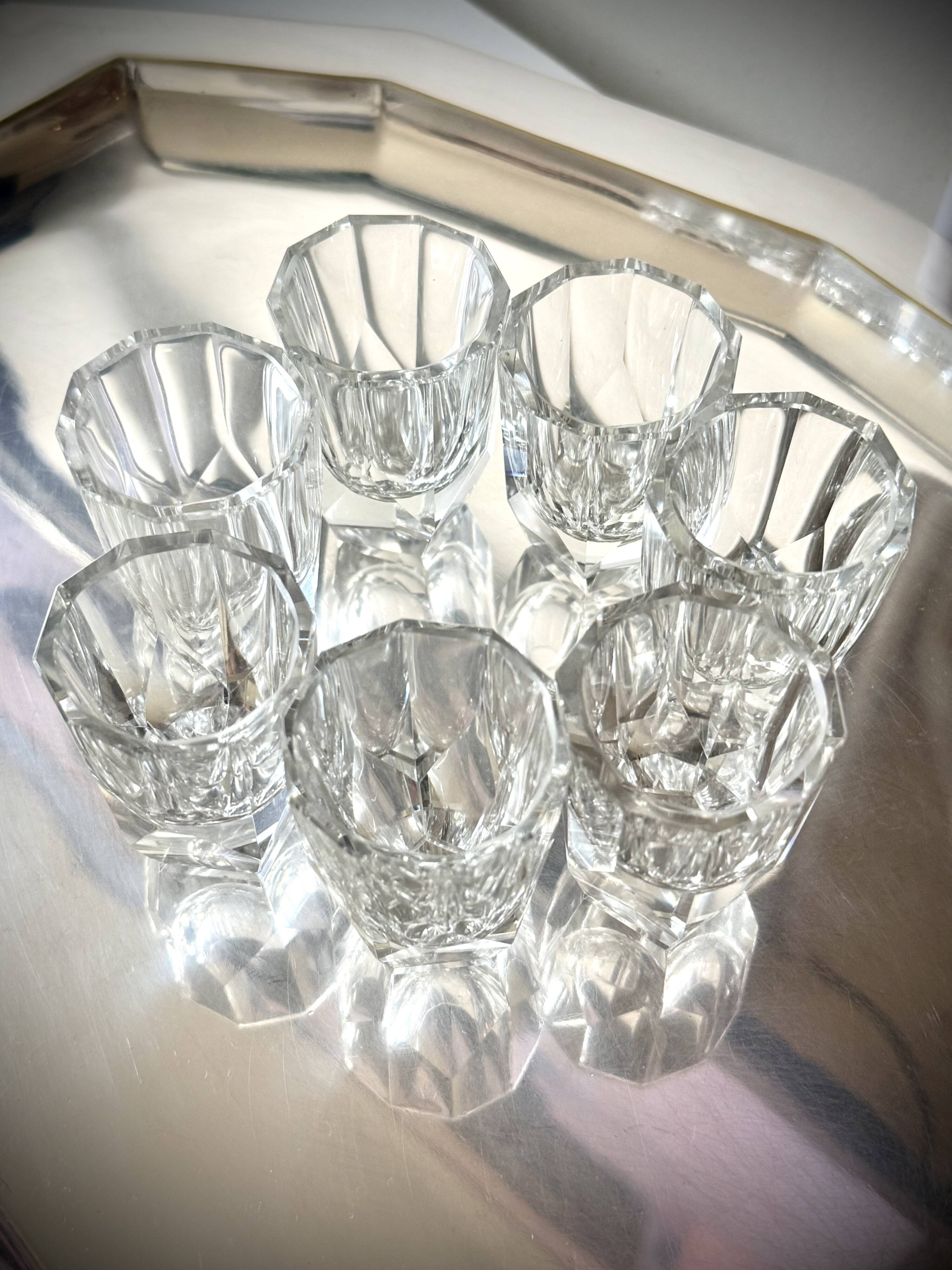 Set of 7 crystal liqueur/shooter glasses