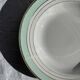 Set of 8 antique turquoise deep plates with a gold rim D22.5