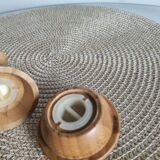 Set of wooden condiment pots