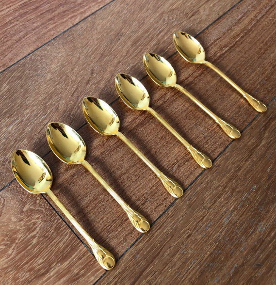 Lot of 6 golden spoons