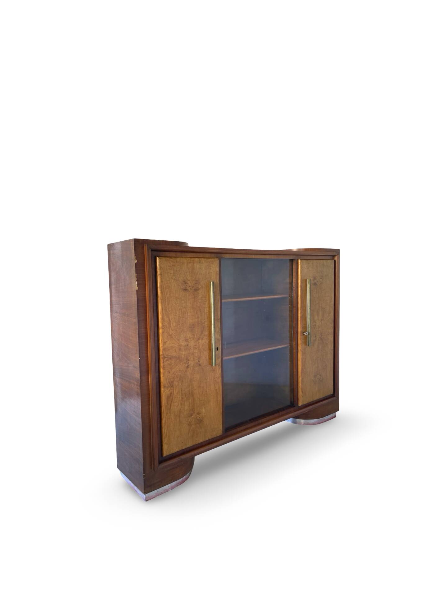 Striking Art Deco birch wood sideboard