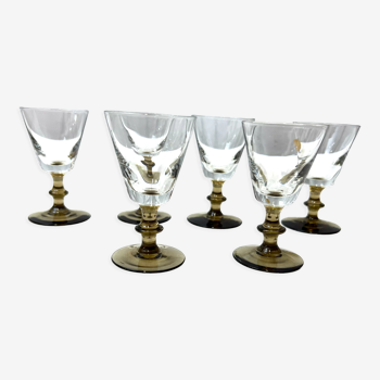 6 verres pied liqueur shot en verre fumé dans coffret Breizistal Luxe