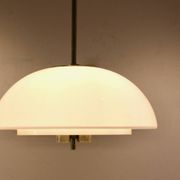 Glashütte Limburg Mushroom Pendant Light in Opal Glass and Brass