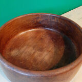 Large dish made of patinated teak wood from the 1970s