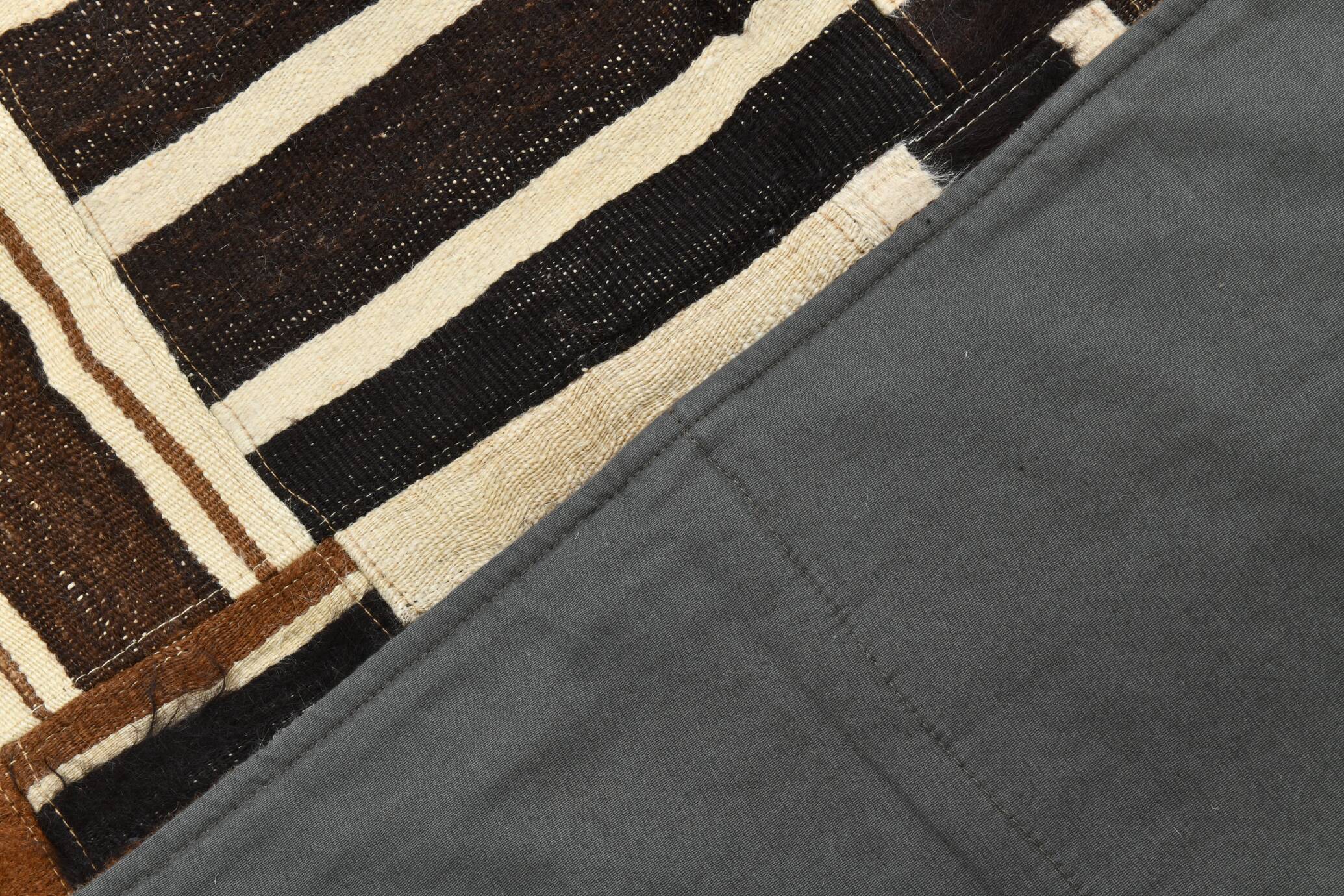 5x7 Brown & Cream Handmade Vintage Kilim Rug, 149x200Cm