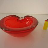 Vintage Italian Red Murano Glass Ashtray, 1960s