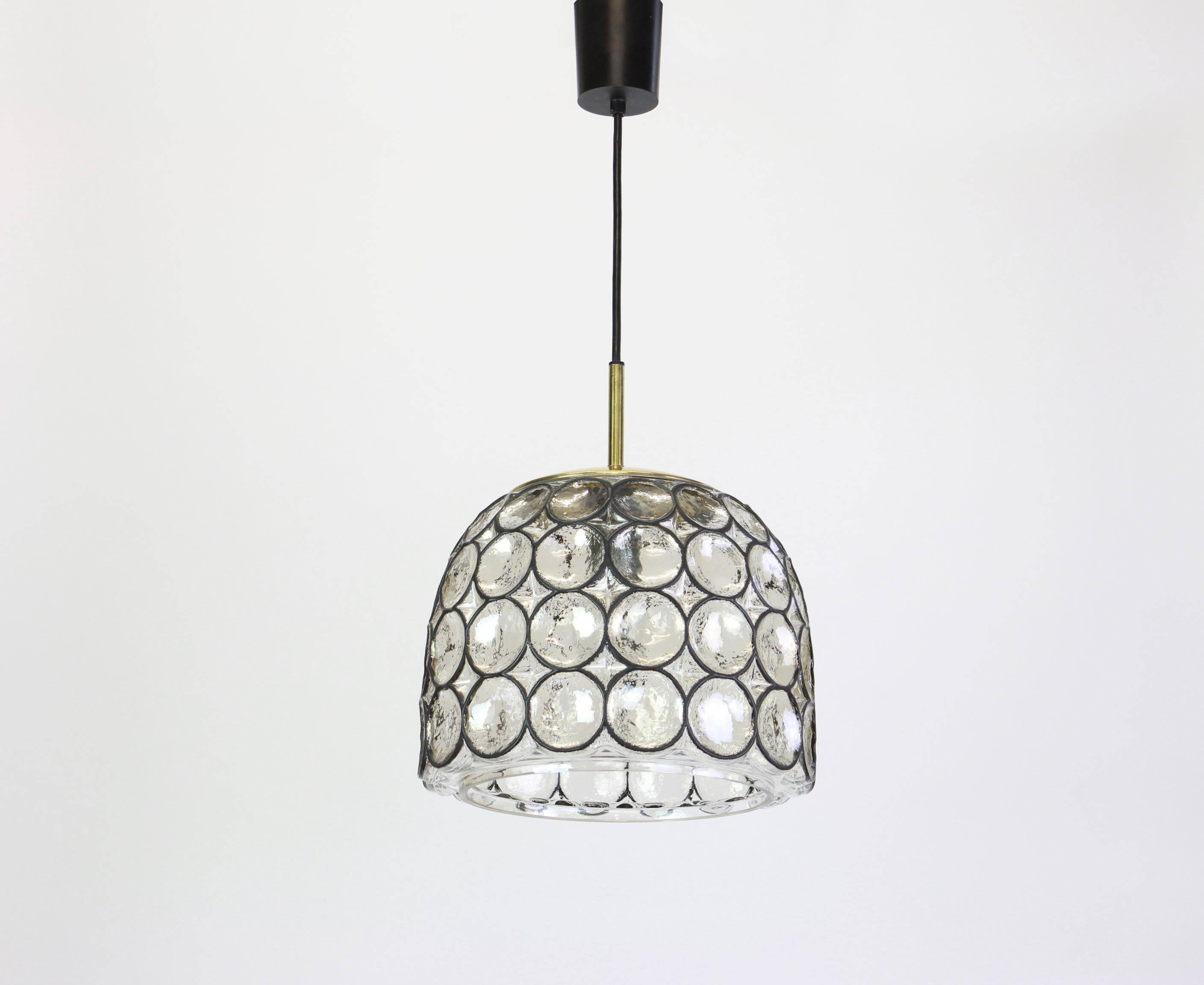 Iron and clear glass pendant from Limburg, Germany, 1960s.
