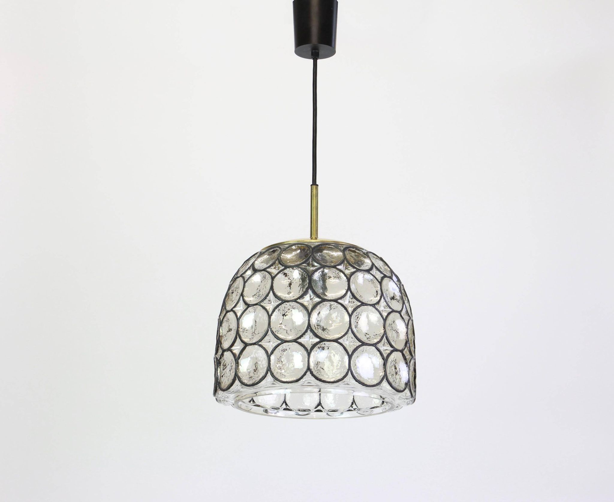 Iron and clear glass pendant from Limburg, Germany, 1960s.