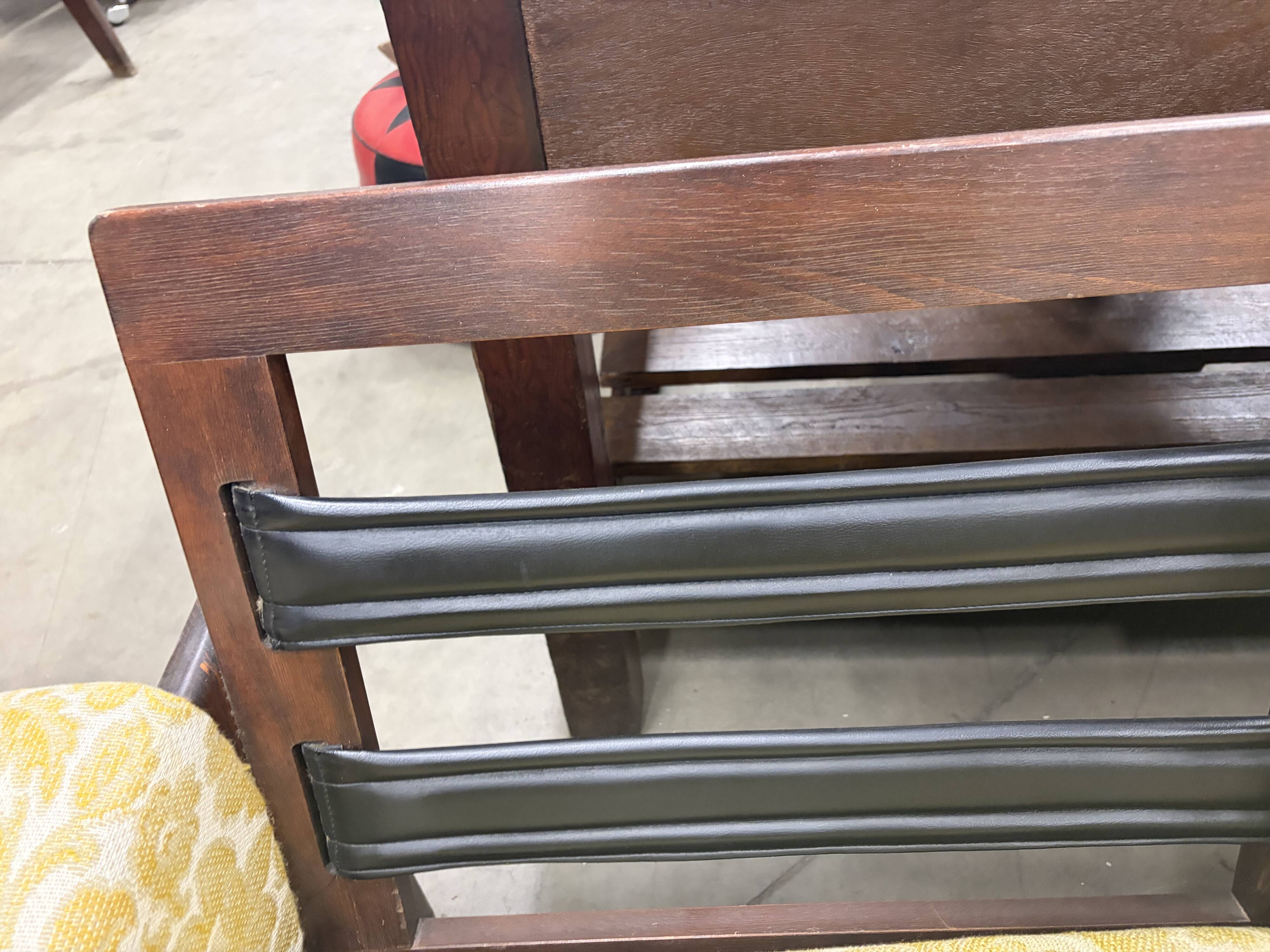 Vintage wooden sofa / armchair with yellow accent