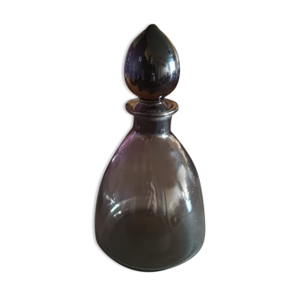 Bouteille carafon en cristal fumé gris années 1970/80