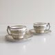 Victorian Alpaca Silver Tea or Coffee Pair of Cups and Plates, England 19th C.