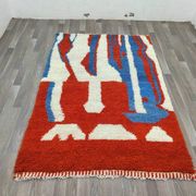 Off-white Moroccan rug with colorful patterns, 200cm x 300cm