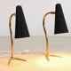Set of two black and brass Italian bedside lamps