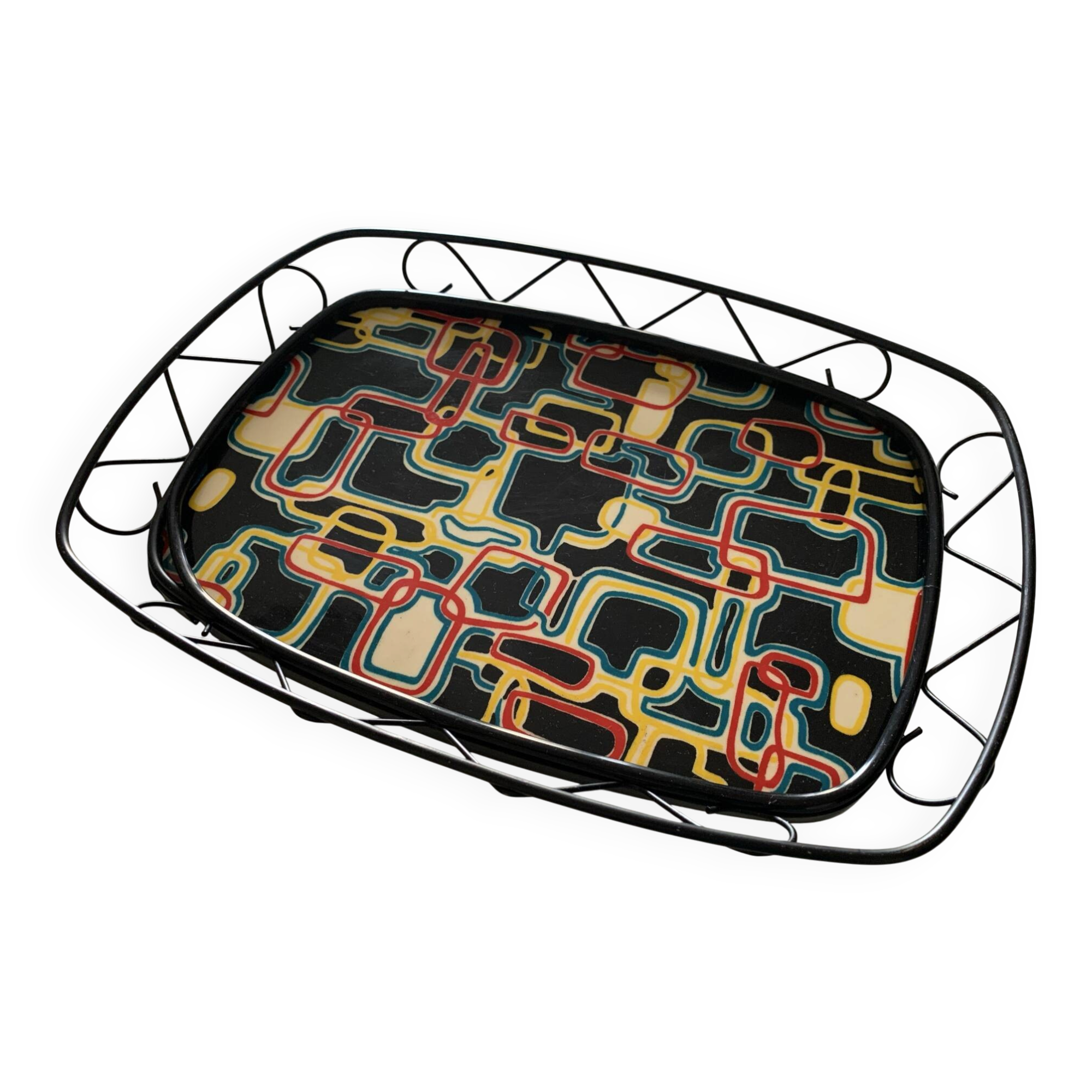 Plateau de service vintage Op Art