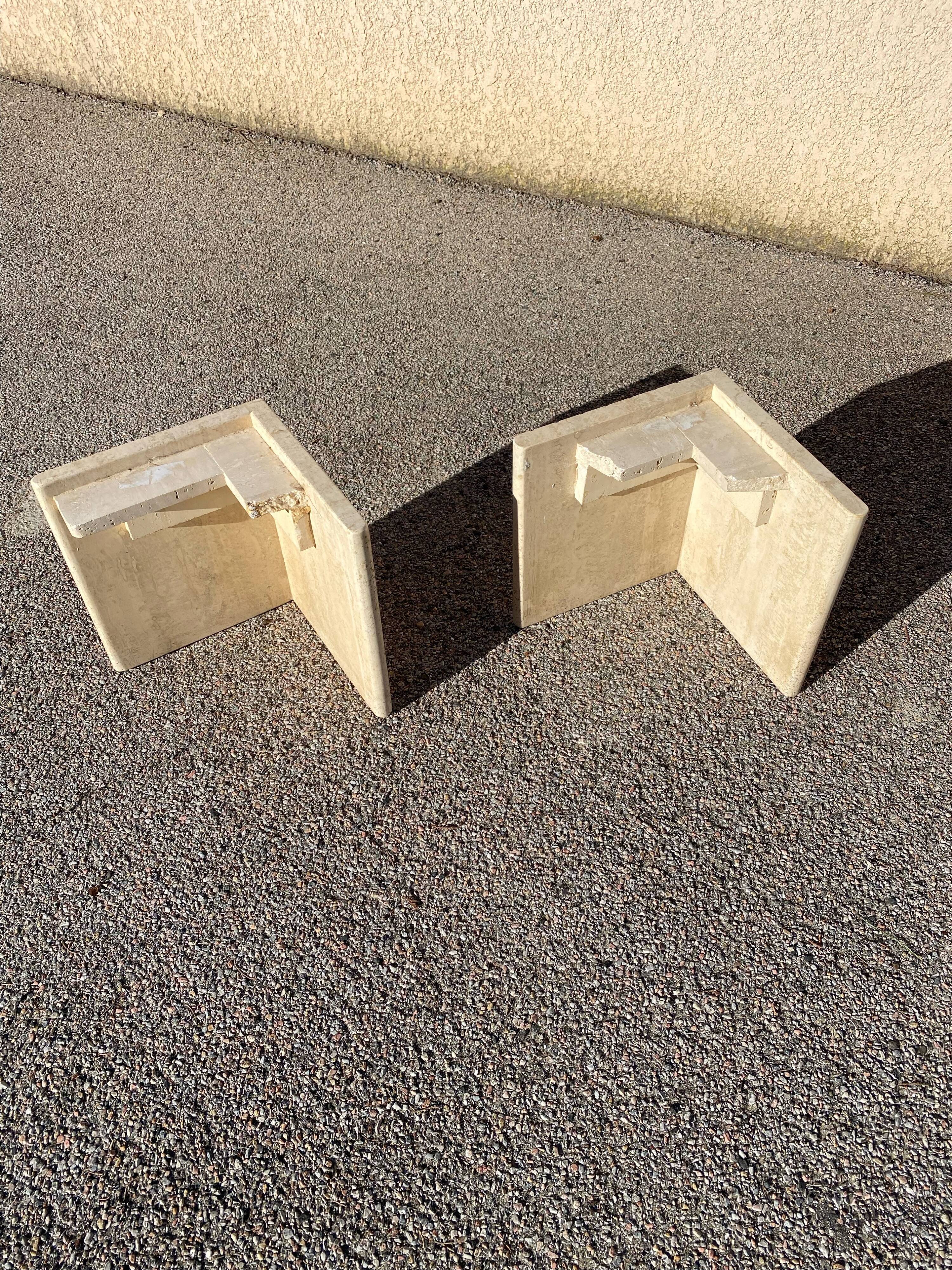 Coffee table in travertine marble design from the 80s