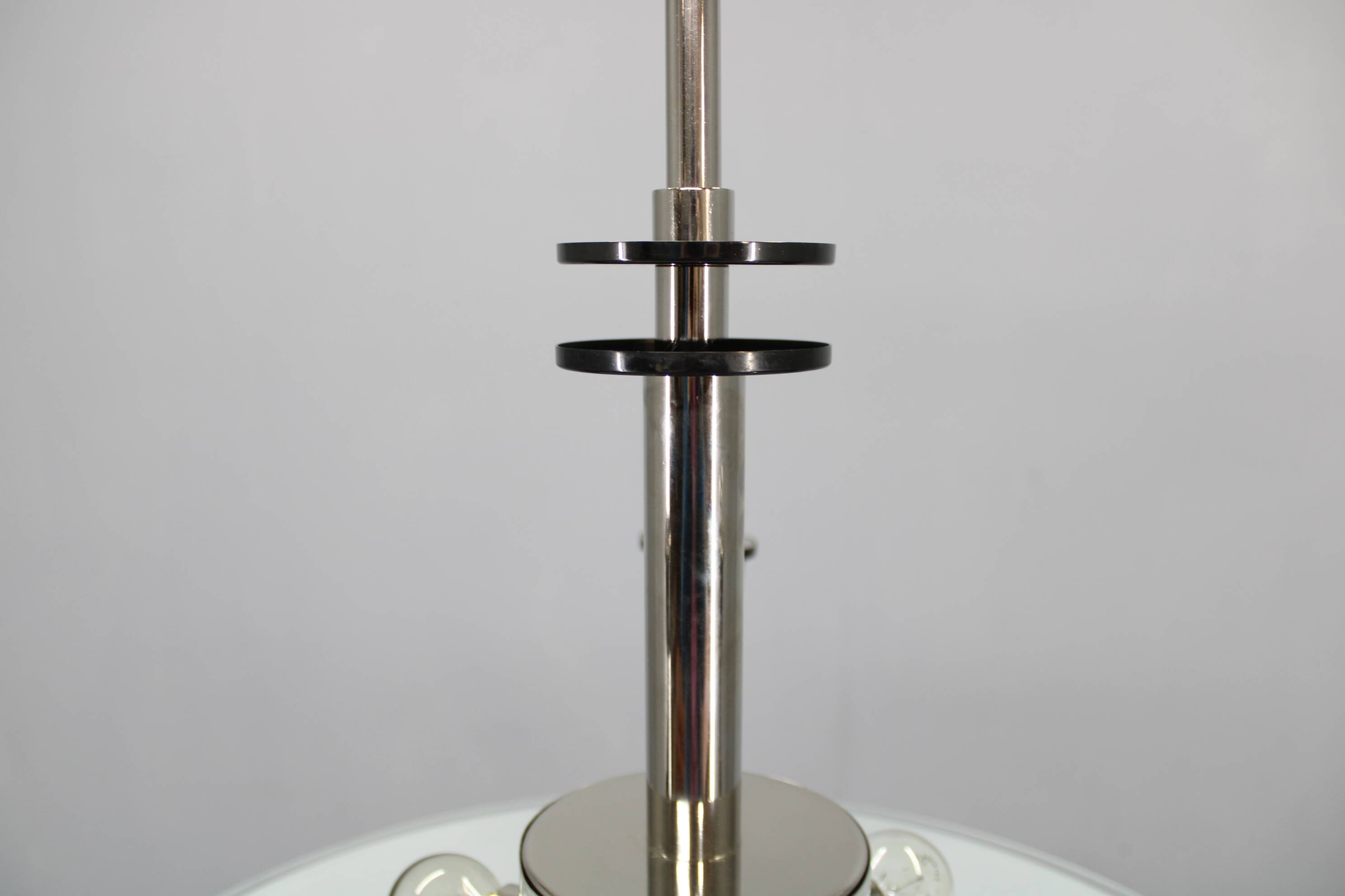 Art Deco chrome and glass chandelier, Czechoslovakia, 1930s