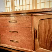 Classic British mid-century teak enfilade, circa 1960s.