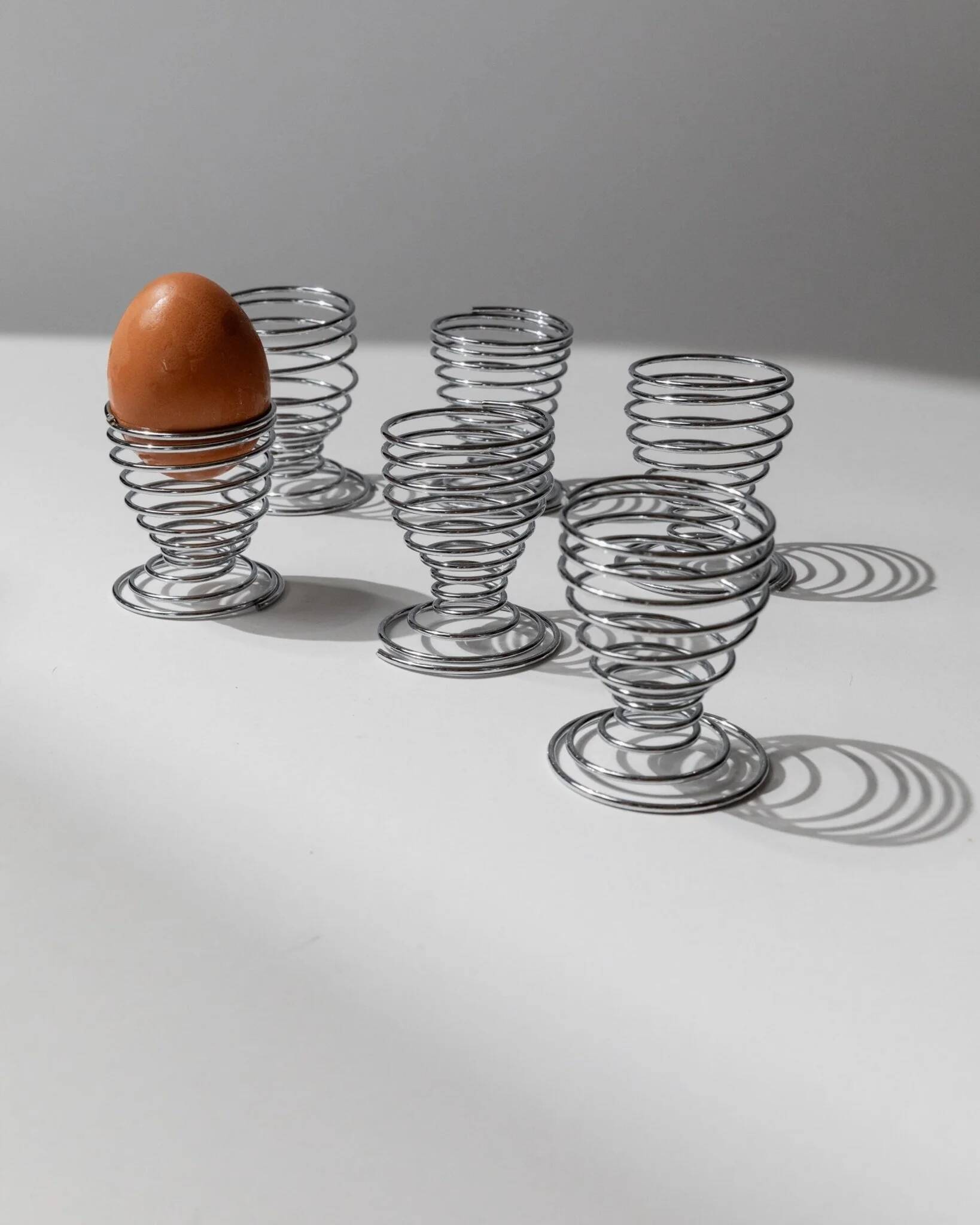 Lot de 6 coquetiers vintage - spirale en métal chromé, design Space Age intemporel, Italie années 1970 - idée cadeau, décoration de table rétro et élégante