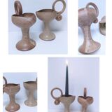 Pair of vintage “heart” sandstone candlesticks