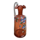 Antique blown glass bottle in pink with hand-painted floral decoration.