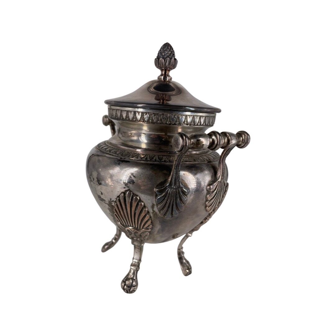 Empire style coffee and tea service in silver metal. Marked RM for Roux-Marquiand 20th century