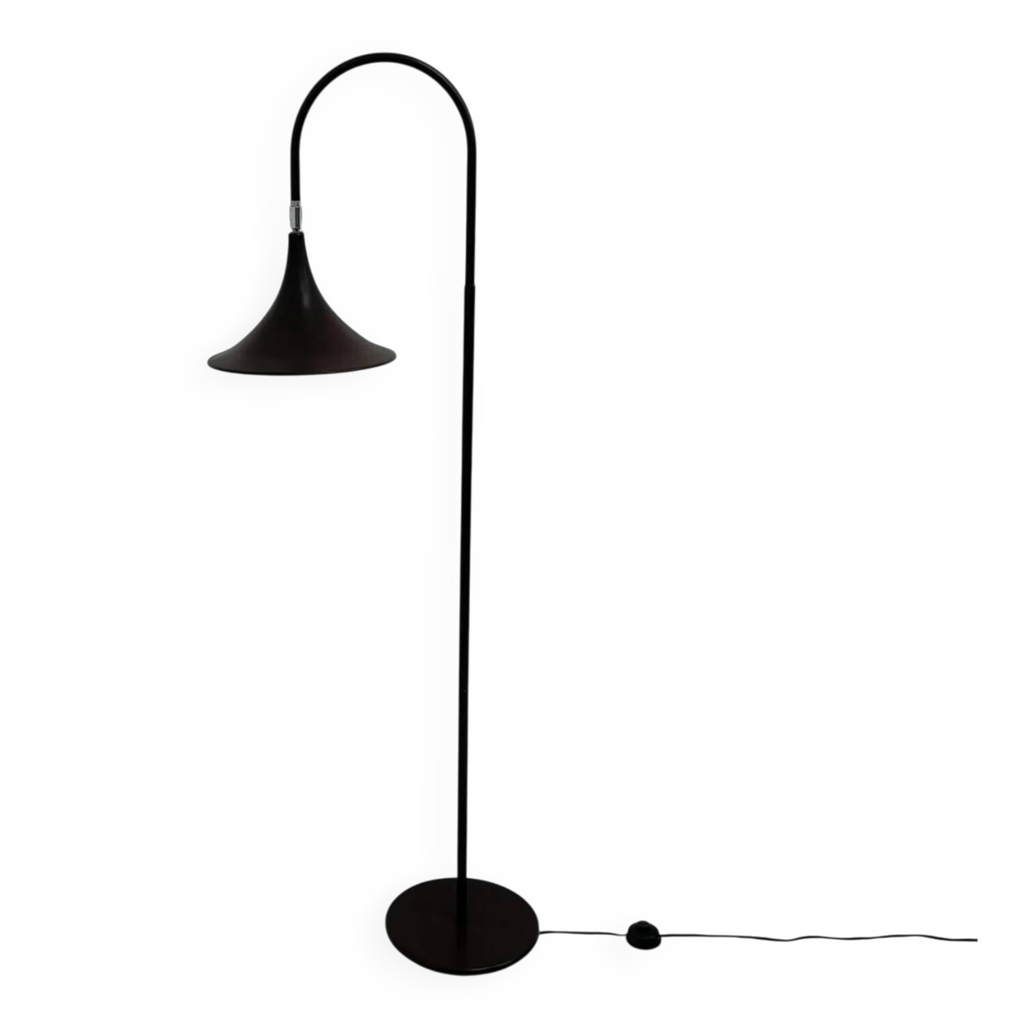 Hala Zeist Trumpet brown minimalist floor lamp, 1970s Dutch design