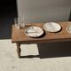 Petrified wood vide poche, circular dish or plate in light beige D25.