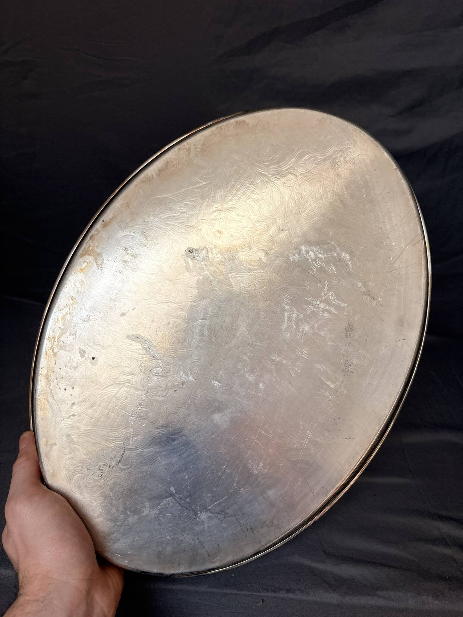 Antique Silver-Plated Metal Tray Rocaille Rococo Louis XV