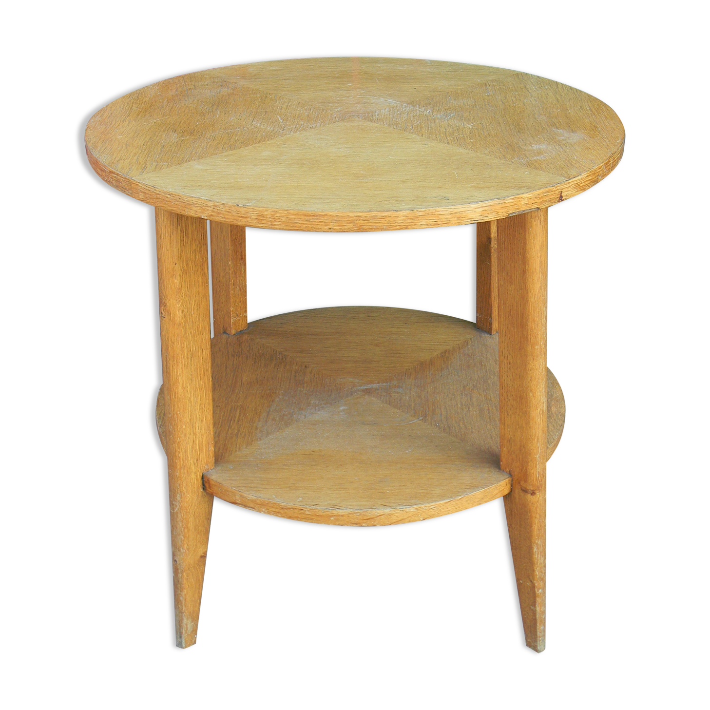 Round coffee table Compass legs 60s in Wood