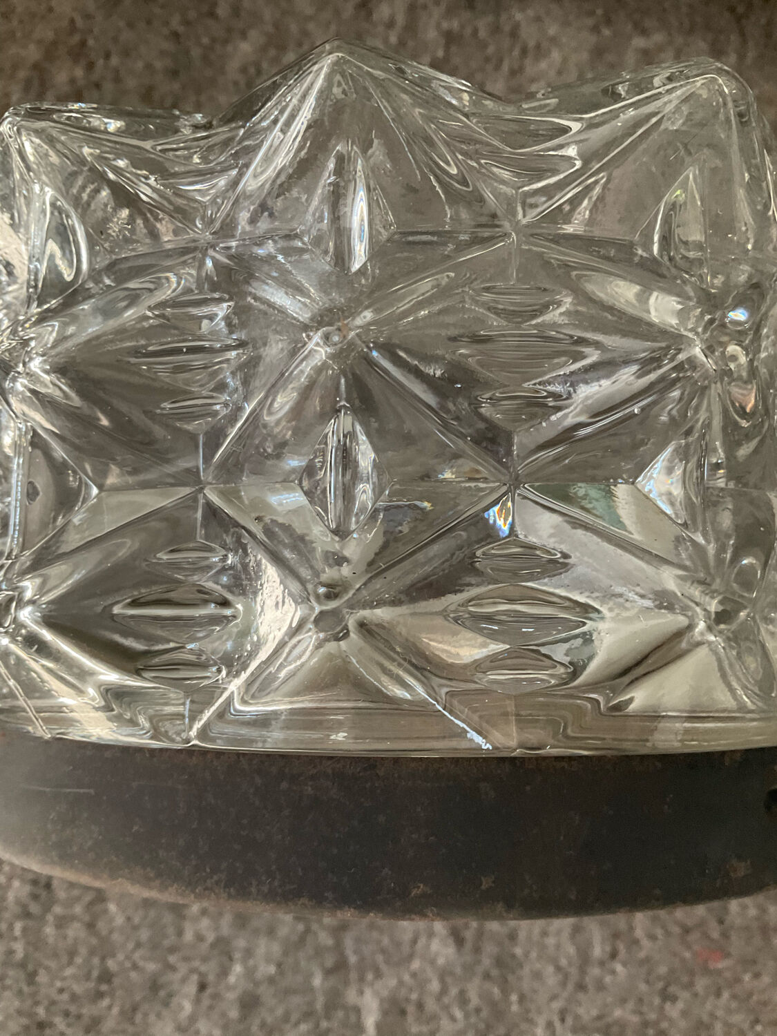 Vintage cast glass ceiling lamp 70s