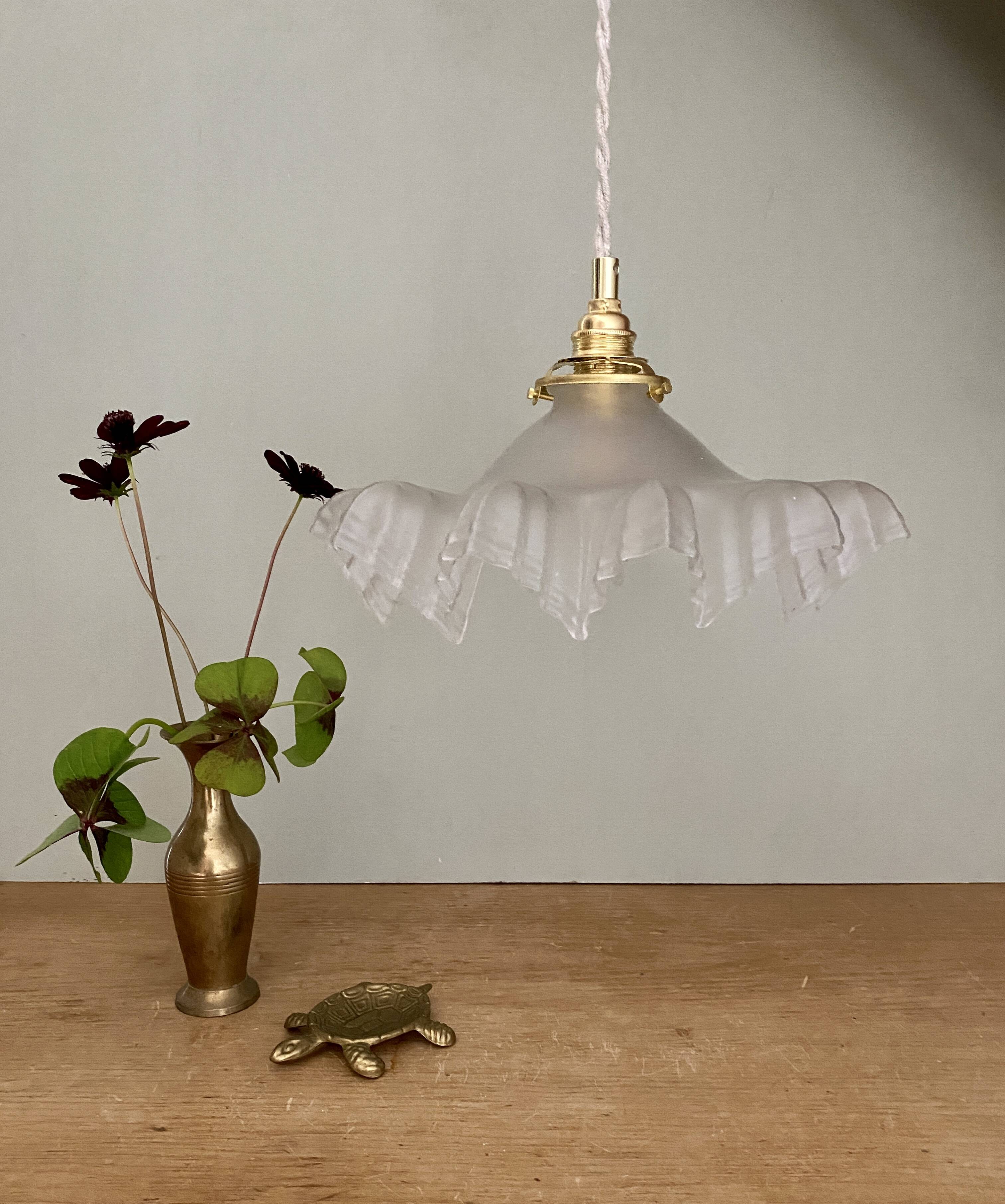 Vintage frosted glass lampshade pendant light