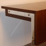 Vintage teak and chrome metal desk circa 1970