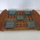 Teak tray with glass bowls by Jens Quistgaard for IHQ Dansk Designs, 1960s, set of 6.