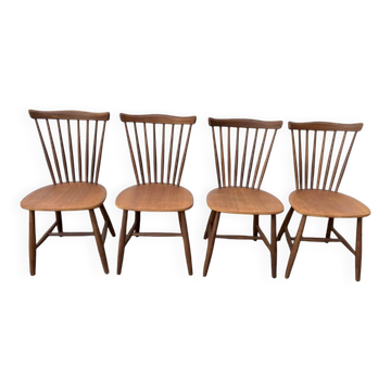Suite de 4 Chaises "SH41" par Yngve Ekström, NESTO Suède années 1960