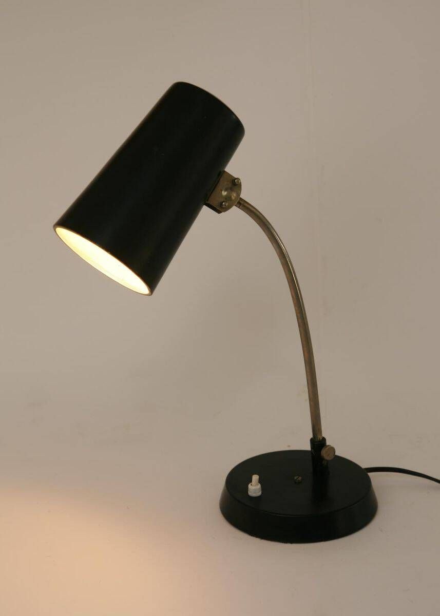 Lampe de table noire des années 60, style milieu de siècle.