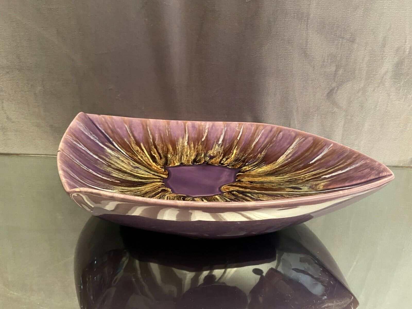 Sylized dish Vintage earthenware cut of Vallauris signed