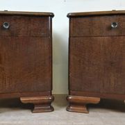 Pair of Art Deco period bedside tables or nightstands in burl circa 1930