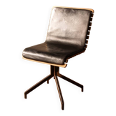 Handcrafted chair, laminated wood and leather