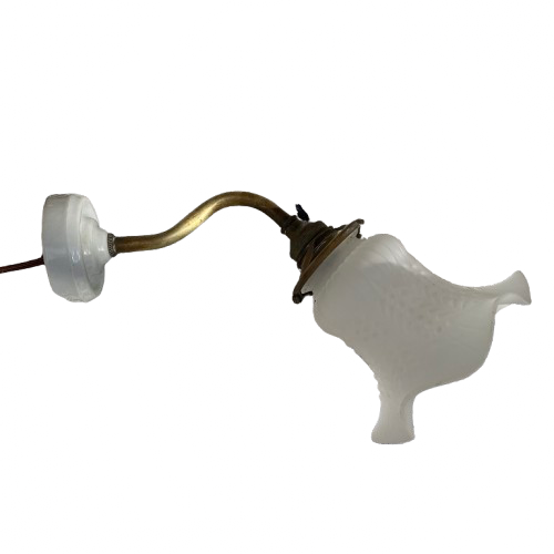 Antique brass and porcelain swan neck wall light.