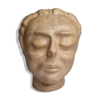 Expressionist patinated plaster face, 27 cm
