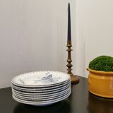 Assiette creuse en céramique de Sarreguemines , modèle Flore en bleu vendu à l'unité
